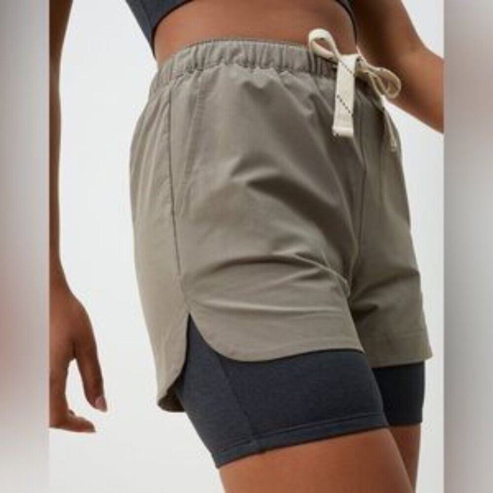 Upwest Casual Tan Women's Athletic Hiking Shorts Elastic Waist Active Size XL